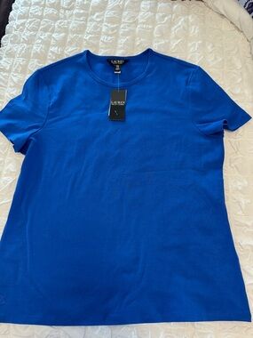 Lauren Ralph Lauren Short Sleeve Crew Neck Top in Royal Blue